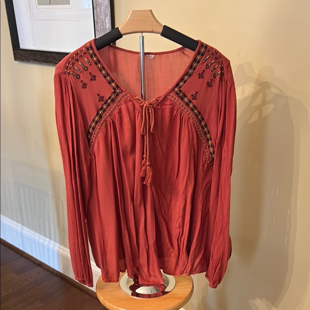 Embroidered Rust Women's Top